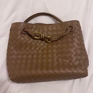 NWOT - Woven Top Handle Brown Purse - OS